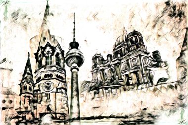 Berlin sanat eskizi çizimi eğlenceli tasarım antika retro