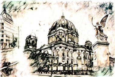 Berlin sanat eskizi çizimi eğlenceli tasarım antika retro