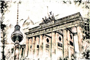 Berlin sanat eskizi çizimi eğlenceli tasarım antika retro