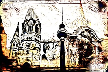 Berlin sanat eskizi çizimi eğlenceli tasarım antika retro
