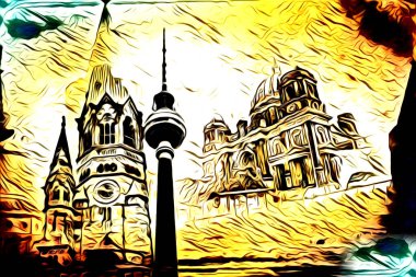 Berlin sanat eskizi çizimi eğlenceli tasarım antika retro