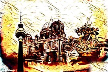 Berlin sanat eskizi çizimi eğlenceli tasarım antika retro