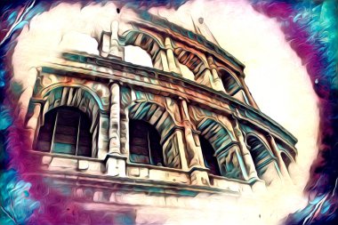 Büyük antika Colosseum sanat fotoğrafçılığı çizimi retro