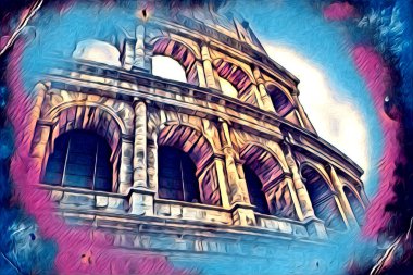 Büyük antika Colosseum sanat fotoğrafçılığı çizimi retro