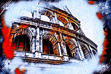 Büyük antika Colosseum sanat fotoğrafçılığı çizimi retro