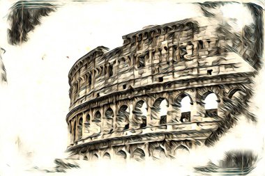 Büyük antika Colosseum sanat fotoğrafçılığı çizimi retro