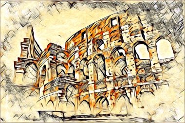 Büyük antika Colosseum sanat fotoğrafçılığı çizimi retro
