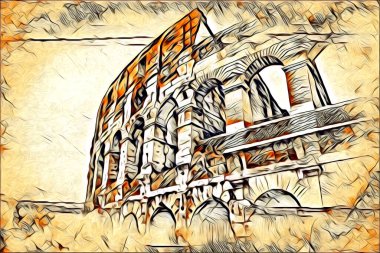 Büyük antika Colosseum sanat fotoğrafçılığı çizimi retro