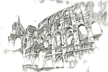 Büyük antika Colosseum sanat fotoğrafçılığı çizimi retro