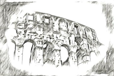 Büyük antika Colosseum sanat fotoğrafçılığı çizimi retro