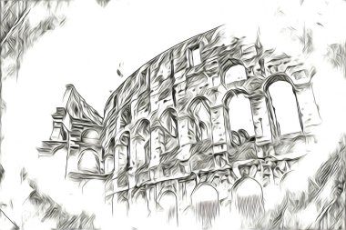 Büyük antika Colosseum sanat fotoğrafçılığı çizimi retro