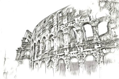 Büyük antika Colosseum sanat fotoğrafçılığı çizimi retro