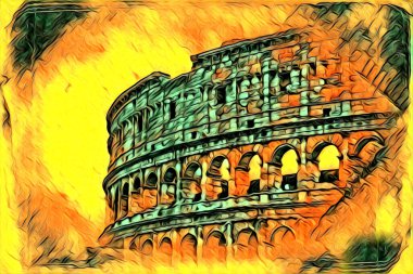 Büyük antika Colosseum sanat fotoğrafçılığı çizimi retro