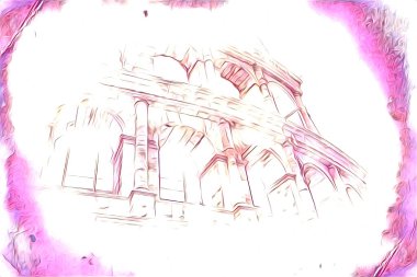 Büyük antika Colosseum sanat fotoğrafçılığı çizimi retro