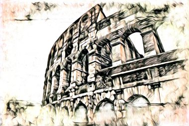 Büyük antika Colosseum sanat fotoğrafçılığı çizimi retro