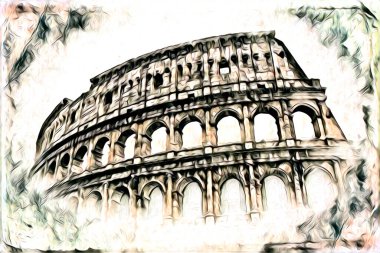 Büyük antika Colosseum sanat fotoğrafçılığı çizimi retro
