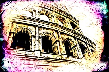 Büyük antika Colosseum sanat fotoğrafçılığı çizimi retro
