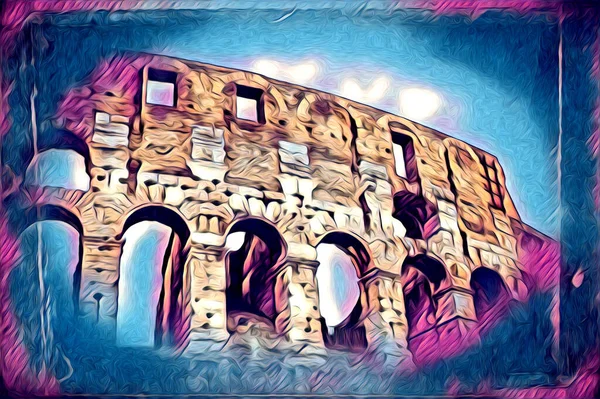 Великий Антикварний Колізей Мистецтва Фотографія Ірраціональний Малюнок Ретро — стокове фото