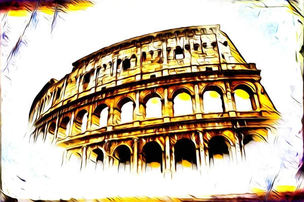 Nagy Antik Colosseum Művészet Fotográfia Illúzió Rajz Retro — Stock Fotó