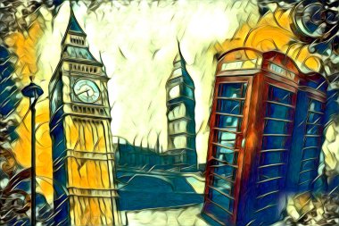 Londra sanat tasarımı çizimi çizimi eğlenceli tasarım antika retro