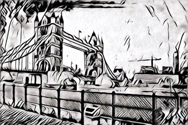 Londra sanat tasarımı çizimi çizimi eğlenceli tasarım antika retro