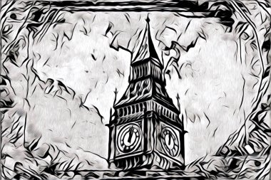 Londra sanat tasarımı çizimi çizimi eğlenceli tasarım antika retro