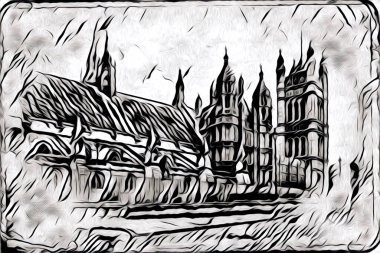 Londra sanat tasarımı çizimi çizimi eğlenceli tasarım antika retro