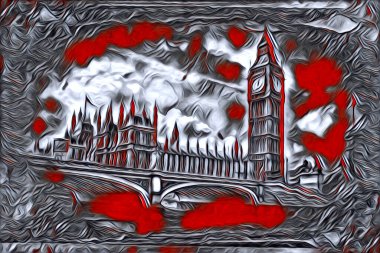 Londra sanat tasarımı çizimi çizimi eğlenceli tasarım antika retro