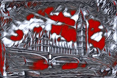 Londra sanat tasarımı çizimi çizimi eğlenceli tasarım antika retro