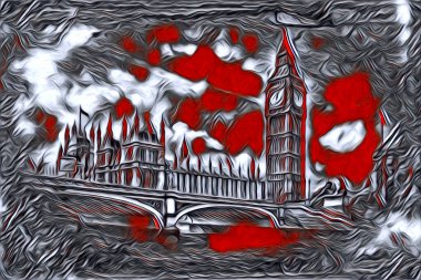 Londra sanat tasarımı çizimi çizimi eğlenceli tasarım antika retro