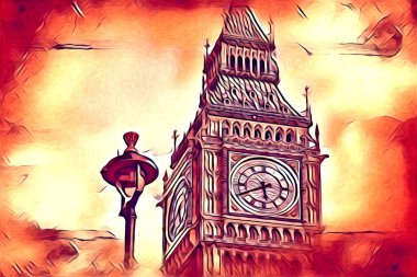 Londra sanat tasarımı çizimi çizimi eğlenceli tasarım antika retro