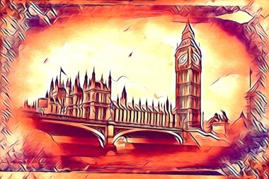 Londra sanat tasarımı çizimi çizimi eğlenceli tasarım antika retro
