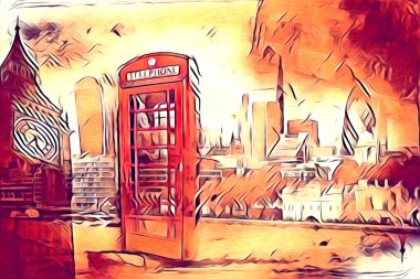 Londra sanat tasarımı çizimi çizimi eğlenceli tasarım antika retro