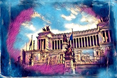 Roma İtalya sanatı eskiz çizimi eğlenceli tasarım antika retro