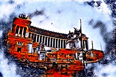 Roma İtalya sanatı eskiz çizimi eğlenceli tasarım antika retro