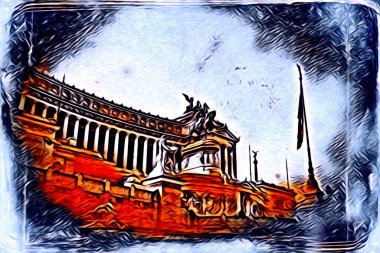 Roma İtalya sanatı eskiz çizimi eğlenceli tasarım antika retro