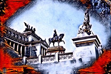 Roma İtalya sanatı eskiz çizimi eğlenceli tasarım antika retro