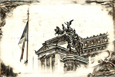 Roma İtalya sanatı eskiz çizimi eğlenceli tasarım antika retro