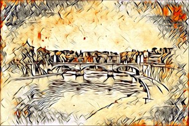 Roma İtalya sanatı eskiz çizimi eğlenceli tasarım antika retro