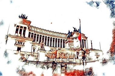 Roma İtalya sanatı eskiz çizimi eğlenceli tasarım antika retro