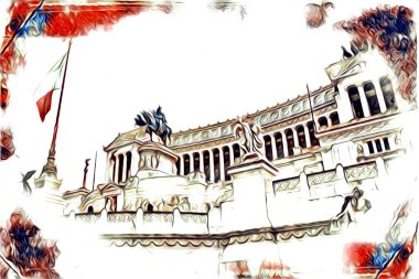 Roma İtalya sanatı eskiz çizimi eğlenceli tasarım antika retro