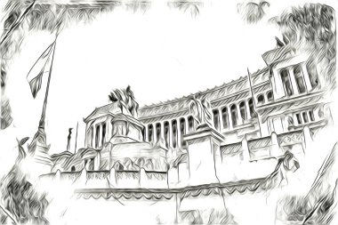 Roma İtalya sanatı eskiz çizimi eğlenceli tasarım antika retro