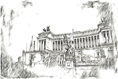 Roma İtalya sanatı eskiz çizimi eğlenceli tasarım antika retro