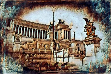 Roma İtalya sanatı eskiz çizimi eğlenceli tasarım antika retro