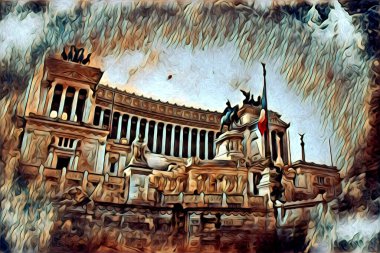 Roma İtalya sanatı eskiz çizimi eğlenceli tasarım antika retro