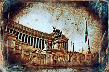 Roma İtalya sanatı eskiz çizimi eğlenceli tasarım antika retro