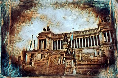 Roma İtalya sanatı eskiz çizimi eğlenceli tasarım antika retro