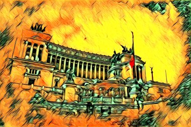 Roma İtalya sanatı eskiz çizimi eğlenceli tasarım antika retro