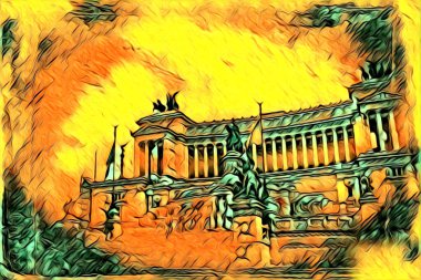 Roma İtalya sanatı eskiz çizimi eğlenceli tasarım antika retro