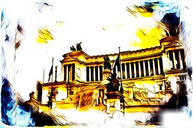 Roma İtalya sanatı eskiz çizimi eğlenceli tasarım antika retro